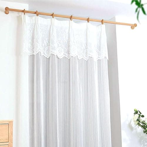 Sturdy Wooden Curtain Rod With Brackets And Rings, 2.5cm Diameter Single Curtain Pole Nordic Luxury Solid Wood Drapery Rod For Living Room Bedroom Kitchen Door Diy Home Decor, 100cm(39inch) — view 3