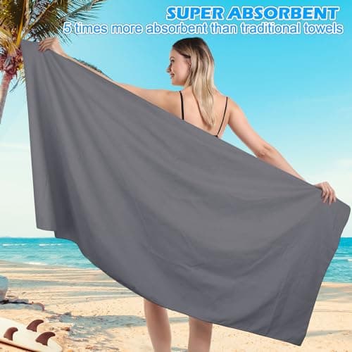 Zocipro Microfibre Beach Towel for Adults, 180x80cm with Mesh Bag — view 3