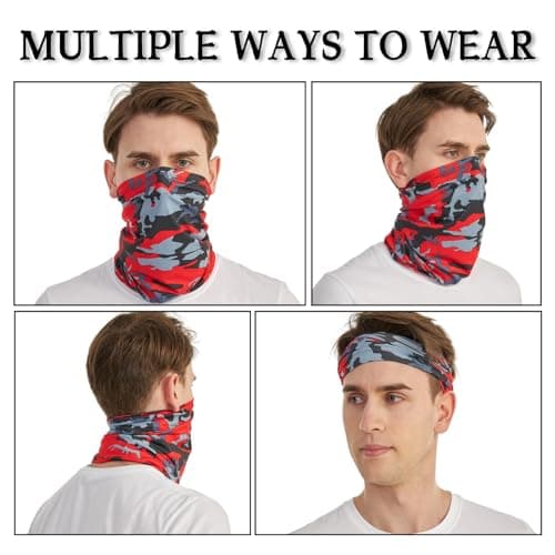 KEYRI 4 Pcs Bandana Neck Warmer Ski Snood for Men Women Multifunctional Headwear Scarf Face Mask Elastic Neck Gaiters Windproof UV Resistence Headband Snood for Outdoor Sport Hiking Cycling (Colorful) — view 3