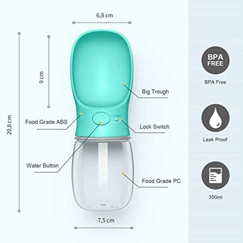 COTOP Dog Water Bottle Portable Dog Drinking Bottles for Walking Travel,Leak-Proof Puppy Water Dispenser & Feeder for Hiking, Camping, Outdoor Doggy Drinking Gift-350ml — view 5