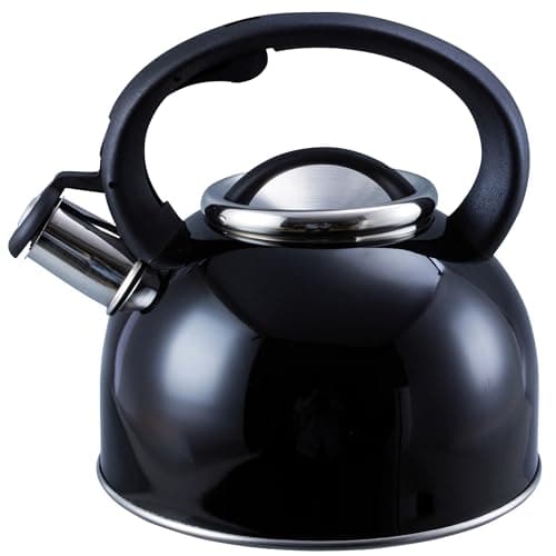 Liberty Leisure 2.5L Black Whistling Kettle - Stainless Steel Camping Kettle for Gas Stove - Portable Kettle for Travel, Hiking, Caravan, Motorhome & Camping Essentials