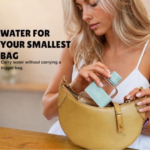 hydr Mini Flat Water Bottle for Handbags | 240ml Slim Leakproof BPA-Free Tritan Small Water Bottle (Lake Blue) — view 2