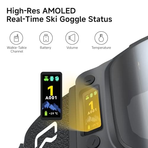 Multifunctional Smart Bluetooth Ski Goggles with Walkie-Talkie, Replaceable Anti-Fog Lens, Music & Call, Real-Time AMOLED Display, Compatible with Most Helmets (G03 Blue, Multi-Button Remote) — view 5