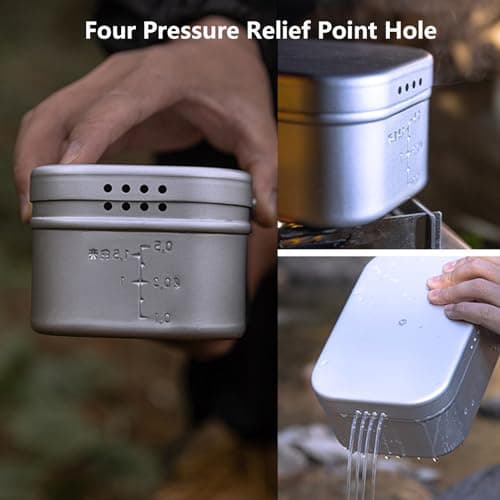 Campingmoon Camping Mess Tin Pressure Relief Aluminum Dinner Box Camping Bowls Cooking Pot with Foldable Handle(0.65L) for Camping & Cooking — view 3