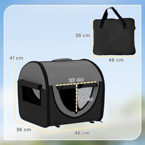 PawHut Foldable Pet Carrier for Miniature Dogs 46L x 36W x 41H cm Black — view 3