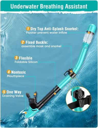 Lealinga Snorkel Set Adult Kid Panoramic View Snorkel Mask with Travel Bag — view 5