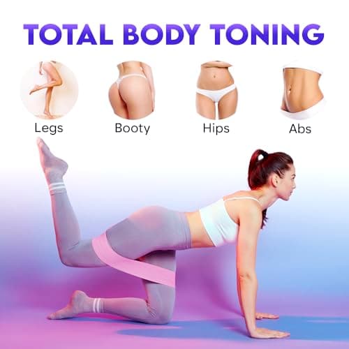 Wide Fabric Resistance Bands for Working Out - 3 Strength Level Non-Slip Exercise Booty Bands for Women & Men - Comes with a Bag and Tape Measure - For Home Gym, Yoga, Pilates - Purple — view 4