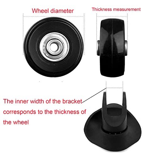 Ashuxxn 4pc Luggage Replacement Wheels - Durable Rubber Mute Casters for Travel Suitcase (60mm x 18mm) — view 4