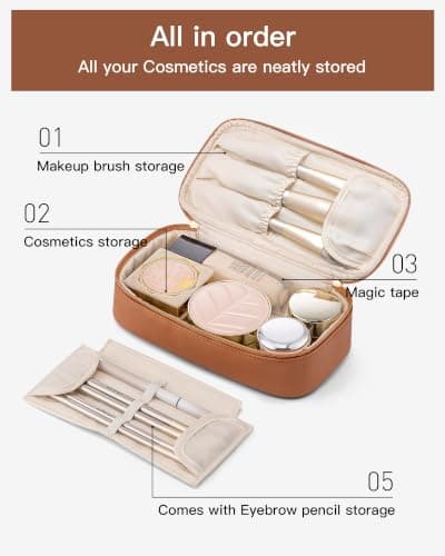 Makeup Bag with Brush Compartment,Cosmetic Bags for Women,Travel Essential — view 3