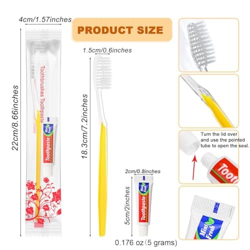 30 Pack Travel Toothbrush Set,Disposable Toothbrush with Toothpaste — view 4