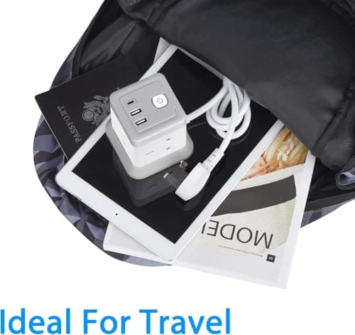 Extension Lead Cube with USB, BEVA 4 Way Power Strip with 3 USB Ports, Desktop Power Extension Socket with 1.5M Extension Cable Cords for Home Dorm Office Travel-WHITE — view 6