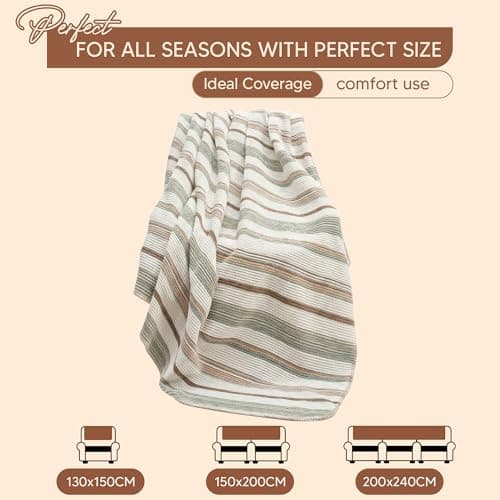 Rugs Haven Evium Bed Throw Cotton Blanket, Luxury Soft & Breathable Lightweight Reversible Bedspread Large Throws for Sofa Settee Couch (Double (150 x 200 cm) — view 4