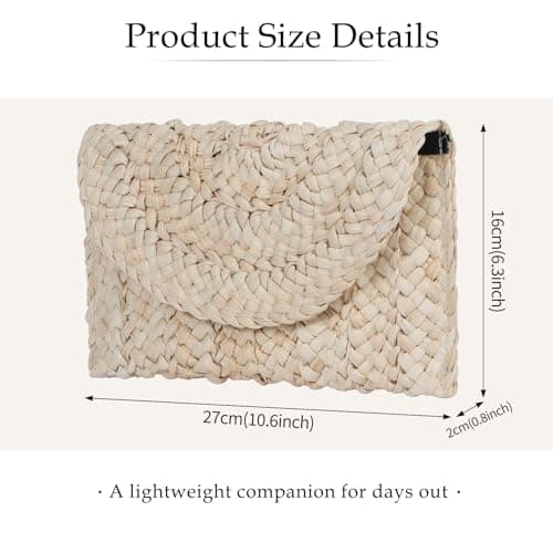 Paxory Straw Beach Clutch Bag for Women, Summer Boho Handmade Woven Beach Handbag, Casual Straw Clutch Bags for Summer Sandybeach Travel Holiday Vacation (Raw) — view 4