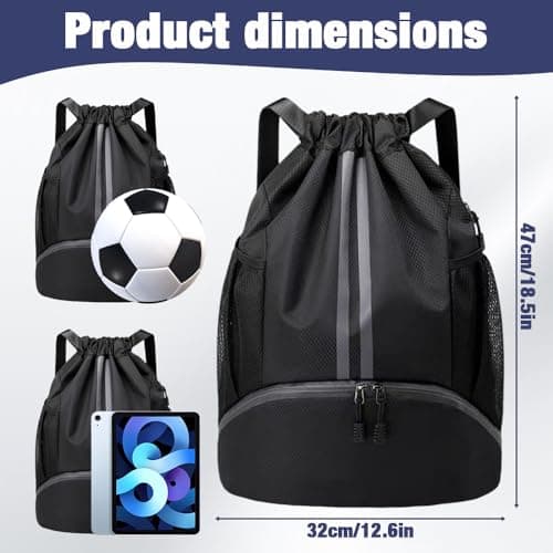 CLIUNT Drawstring Backpack for Gym & Swim, Waterproof Lightweight Sports Bag with Shoe Compartment, Large Capacity, Wet/Dry Pockets for Men Women — view 2