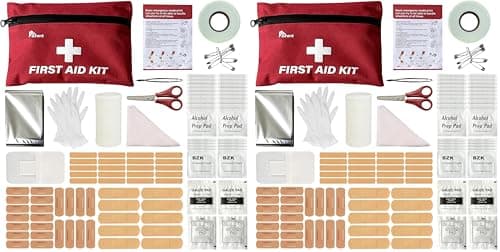 azark Premium First Aid Kit – 108 Piece Compact Emergency Medical Kit for Home, Car, Travel, Workplace, Hiking & Outdoor (Pack of 2)