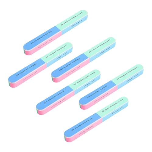UEKPDM Nail File & Buffer, 7-Step Foam Block, 6 Pack, Assorted