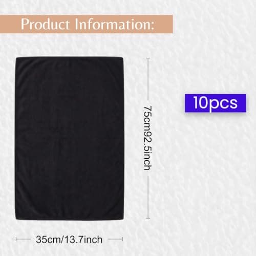 HXSYKJDM Black Towels 10 Pack – Microfibre Towel Set, 75x35cm — view 2