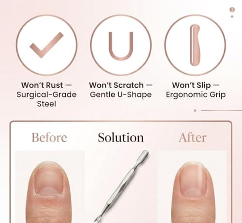 Armiz Cuticle Pusher with Fork- Dual-Ended Stainless Steel Nail Tools with Sharp Fork, U-Shape Design, Cuticle Remover Tool Ideal for Manicures and Pedicures — view 5