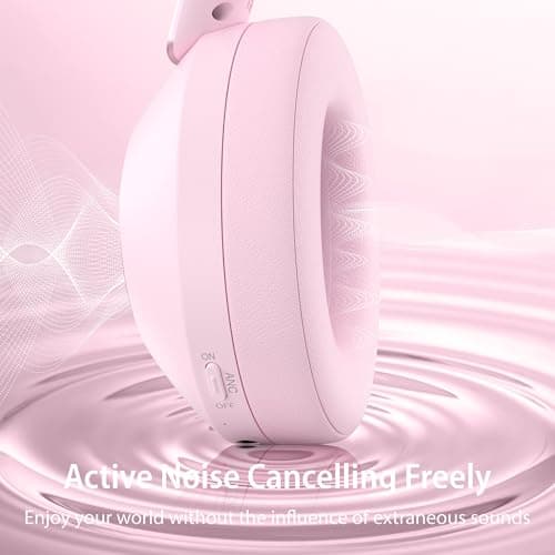 Headphones Wireless Over Ear Headphones, Fast Charging for Travel (Pink) — view 3