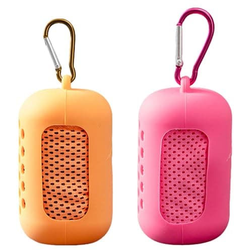 CutitiUU 2 PCS Cooling Towel with Portable Silicone Sleeves,Cooling Sports Towel with Ice-Fibre,Microfibre Sports Towel Fast Drying & Absorbent Gym Towel for Neck and Face (Fuchsia + Orange) — view 6