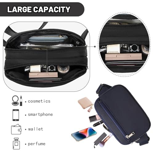 Bumbag Large Fanny Pack Fanny Pack with Adjustable Straps Bum Bags Men Women Crossbody Chest Bag with Multi Pockets Running Belt Bag for Outdoors Workout Hiking Gifts for Men Women (White) — view 5