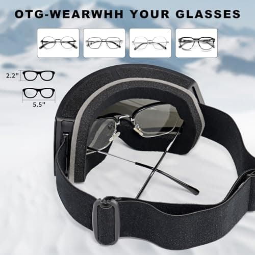 SPOSUNE Ski Goggles OTG Anti-Fog Snow Goggles for Men Women, UV400 Protection Snowboard Goggles for Skiing & Snowboarding — view 6