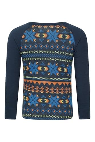 Mountain Warehouse Jacquard Kids Unisex Merino Base Layer Set - Quick Wicking, Quick Drying, Boys & Girls, Baselayer - Best for Camping, Outdoors, Travelling Dark Blue 9-10y — view 4