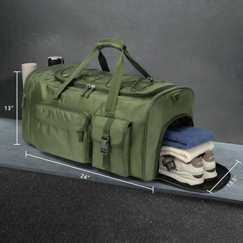 TAIHOYIN Large Gym Bag Backpack with Shoes Compartment, 70L Heavy Duty Sports Duffle Bag for Men & Women, Workout Duffel Bag, Weekender Overnight Backpack for Travel Camping, Green — view 6