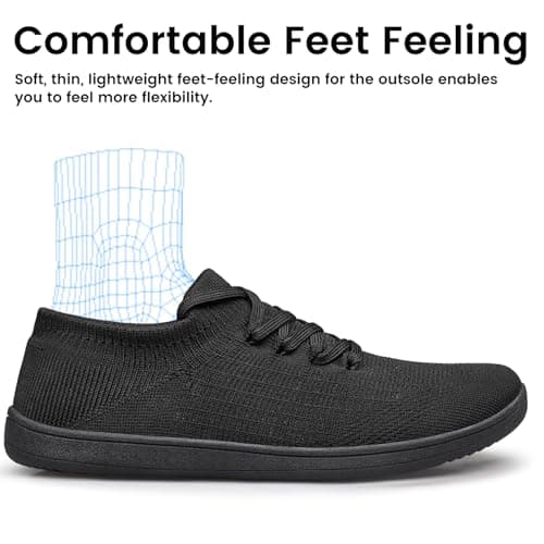 Raoendis Wide Barefoot Shoes for Women Zero Drop Trainers, Wide Toe Box Sneakers Minimalist Running Shoes Comfortable Lightweight Black Size 8.5 — view 6