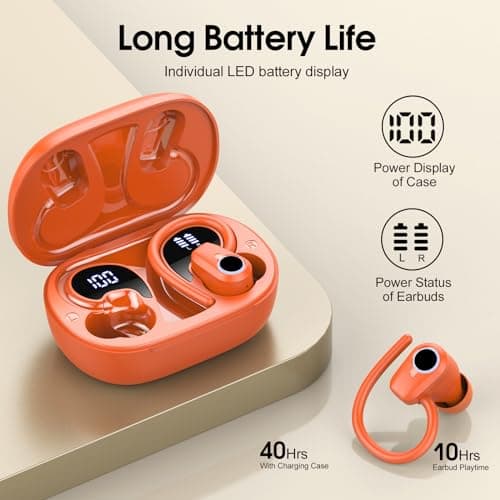 Wireless Earbuds with Earhooks HiFi Stereo, IP7 Waterproof Sports Earphones — view 5