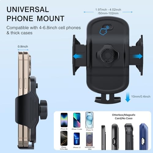 VIIMAKE Upgraded Clamp Suction Cup Car Phone Holder,Windshield/Dashboard Phone Car Mount with Strong Sticky Gel for iPhone, Samsung, GPS, 4-6.8 Inch Devices — view 2