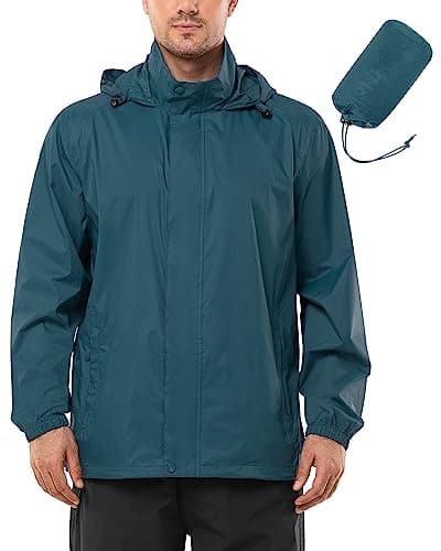 Outdoor Ventures Men's Waterproof Jackets Lightweight Windproof Raincoat