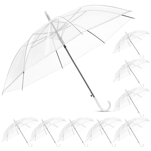 Hestya 8 Pack Clear Umbrellas for Wedding, 37.4 Inch, Clear