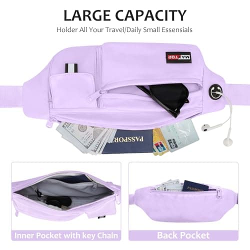 MAXTOP Bumbag Waist Crossbody Bags for Women Men Fashion Anti-Theft Fanny Packs Bag with Adjustable Strap and 5 Zipper Pockets Travel Essentials for Travel Walking Running Hiking Cycling Casual — view 3