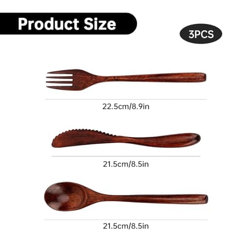 PureSphere 3Pcs Bamboo Travel Cutlery Set Reusable Portable for Camping Use — view 2