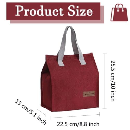 HZYUEKUN Lunch Bags for Women Men, Reusable Insulated Leak-Proof Portable Tote, Waterproof Container for Kids Girls Boys Adults, Thermal Cooler Box Adults Work School Travel Picnic(Wine Red) — view 2