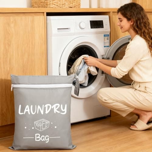 2 Pcs Travel Laundry Bags, Waterproof for Dirty Clothes, Travel Essentials for Caravan Holiday, Suitcase Laundry Bag for Travelling, Dirty Clothes Bags (Black, Grey) — view 5