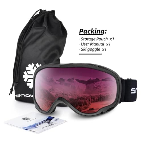 Snowledge Ski Snowboard Goggles with UV400 Protection, Skiing Snowboarding Goggles of Dual Lens with Anti Fog for Men, Women,Helmet Compatible — view 6