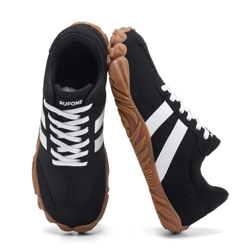 Barefoot Shoes for Women and Men, Wide Toe Box Zero Drop Minimalist Trail Running Sneakers, Non-Slip Lightweight Breathable Walking Hiking Shoes, Black, 8 Women/6 Men