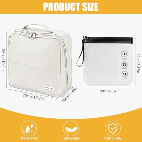 Travel Makeup Bag, Large Capacity Cosmetic Bags with Waterproof Toiletry Compartment, Luggage Strap, Detachable Mirror, and Leather Portable Standing Makeup Bag — view 4