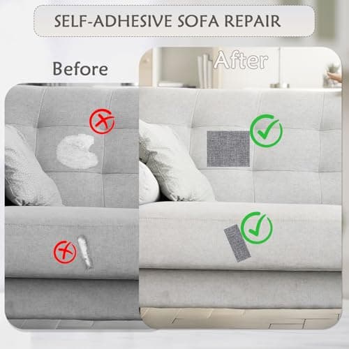 2 Pcs Self-Adhesive Canvas Repair Patch, 11x8 inch Waterproof Fabric Patches Linen Canvas Repair Kit for Sofas, Tents, Furniture, Awnings, Car Seats (Grey) — view 4