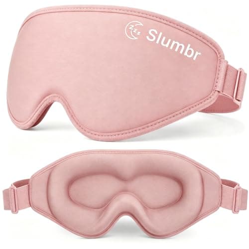 Slumbr 100% Blackout Sleep Mask for Men & Women - Light Blocking Eye Mask for Sleeping, 3D Contoured Soft Eye Mask, Adjustable Strap, Comfortable Travel Sleep Mask for Shift Work & Insomnia - Pink