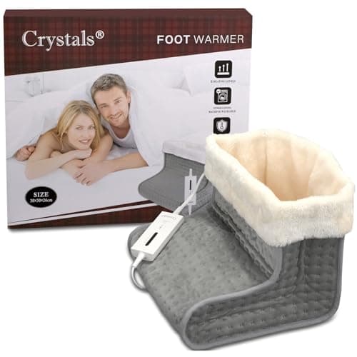 Crystals Electric Heated Foot Warmer with 5 Temperature Settings, Auto Shut-Off, Soft Breathable Fabric, Safe Overheat Protection – Winter Warmth for Men & Women, Perfect Feet Warmer for Cold Feet