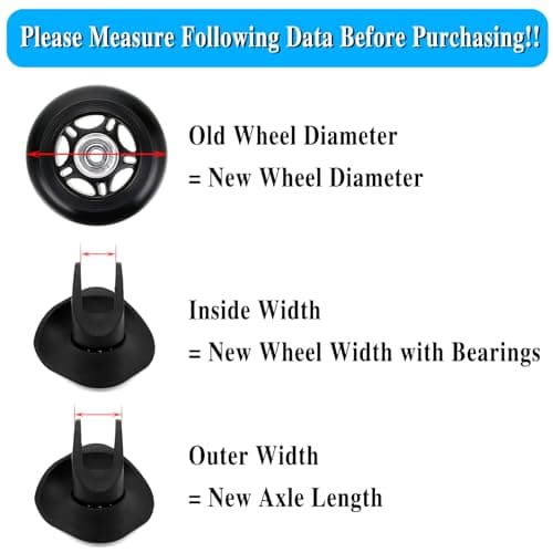 OwnMy 75 x 24mm Luggage Suitcase Replacement Wheels, Rubber Swivel Caster Wheels Bearings Repair Kits, Set of 2 — view 6