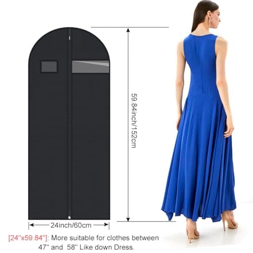 4 Pack Garment Bags Dustproof Garment Covers with Clear Window and Pocket Foldable Clothes Covers with Zip Waterproof Hanging Storage Bags for Suits Shirts Dresses Coats (60X152CM) — view 2