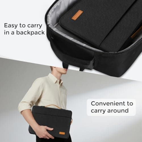 DOMISO 17 inch Laptop Sleeve Protective Case Cover Compatible with 17-17.3 inch HP Dell ASUS Lenovo Chromebook,Waterproof Computer Cases Bag with Handle,Black — view 6
