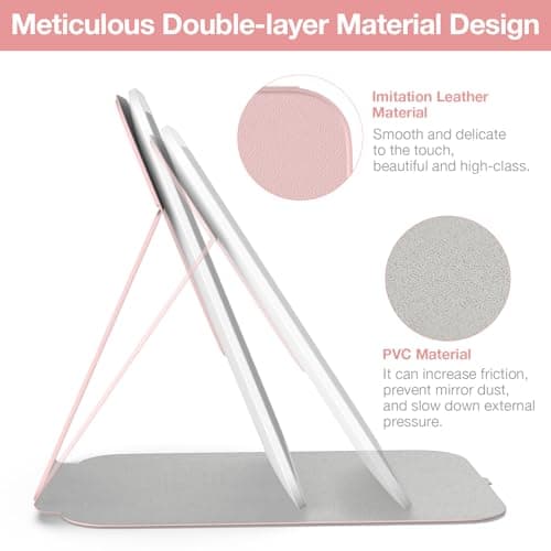 Kintion Travel Makeup Mirror, Portable LED Lighted Makeup Mirror, Pink — view 3