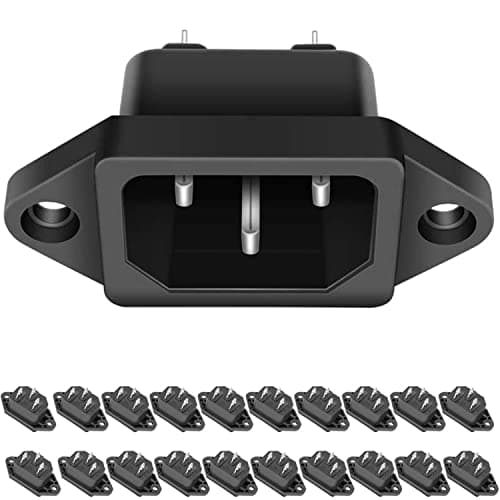 RUNCCI-YUN 20 Pack AC 250V 10A IEC 320 C14 Panel Mount Plug Adapter Power Connector Socket Black Screw Mount 3 Pins Inlet