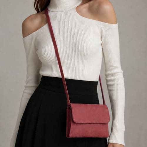 Energather Women's Cross-Body Bags, PU Leather Cross Body Bags for Women and Girls, Mini Crossbody Bags Small Shoulder Bag with Detachable Shoulder Strap for Travel, Work, Shopping (Maroon) — view 2