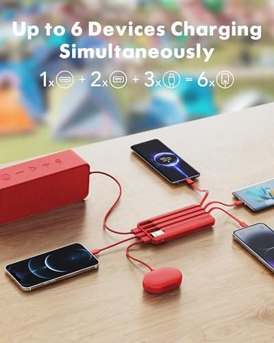 Charmast Power Bank with Built in Cables X 4, 10000mAh Portable Charger — view 3